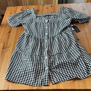 NWT! Gorgeous Black Tape Gingham Black and White Dress Size XL